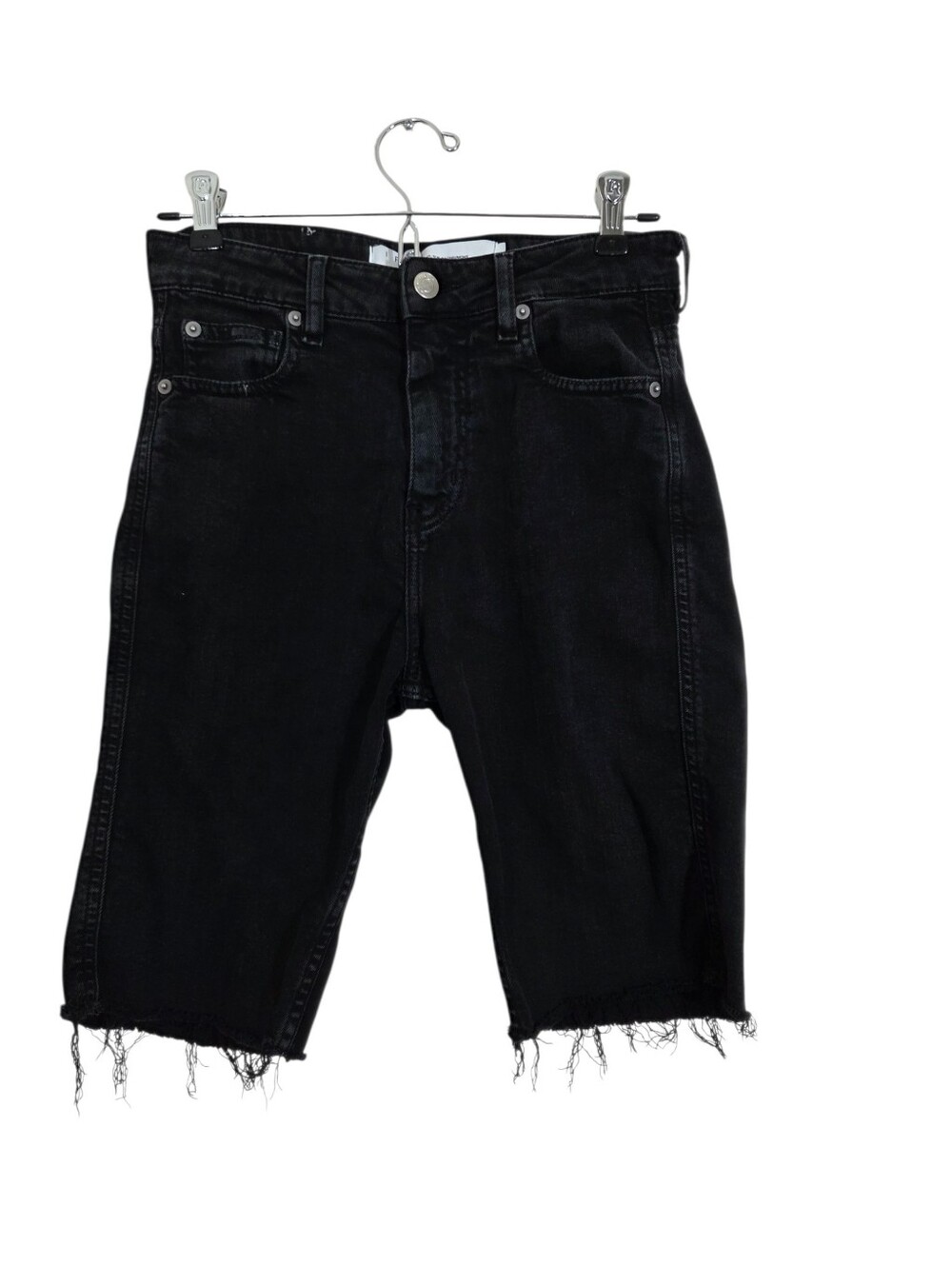 IRO Paris Birhak Frayed Denim Shorts Jean Bermuda Long Black Size 27 Boho